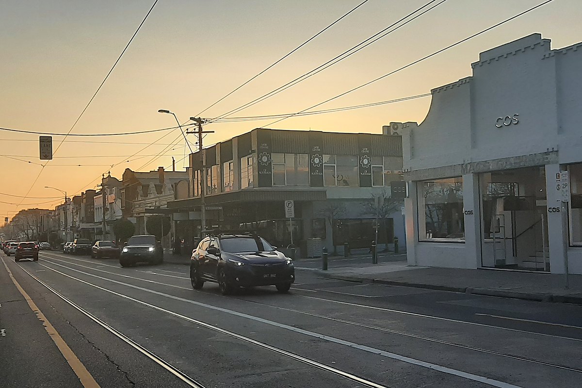 Heritage shopping strip on High Street in Armadale, Melbourne
