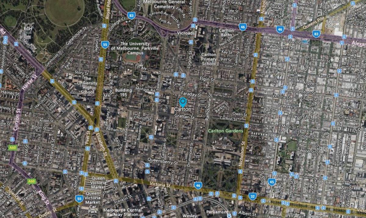 Satellite map of Carlton, Melbourne