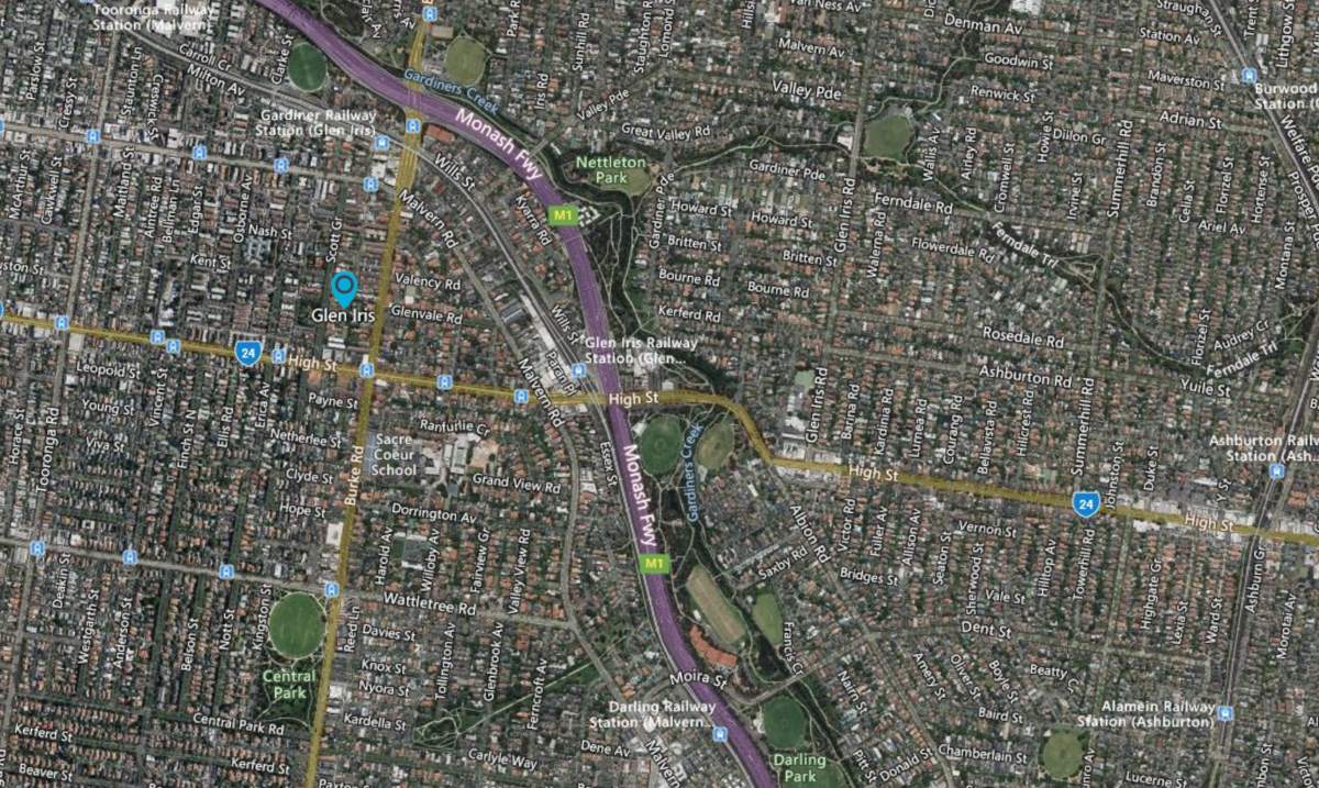Satellite map of Glen Iris, Melbourne