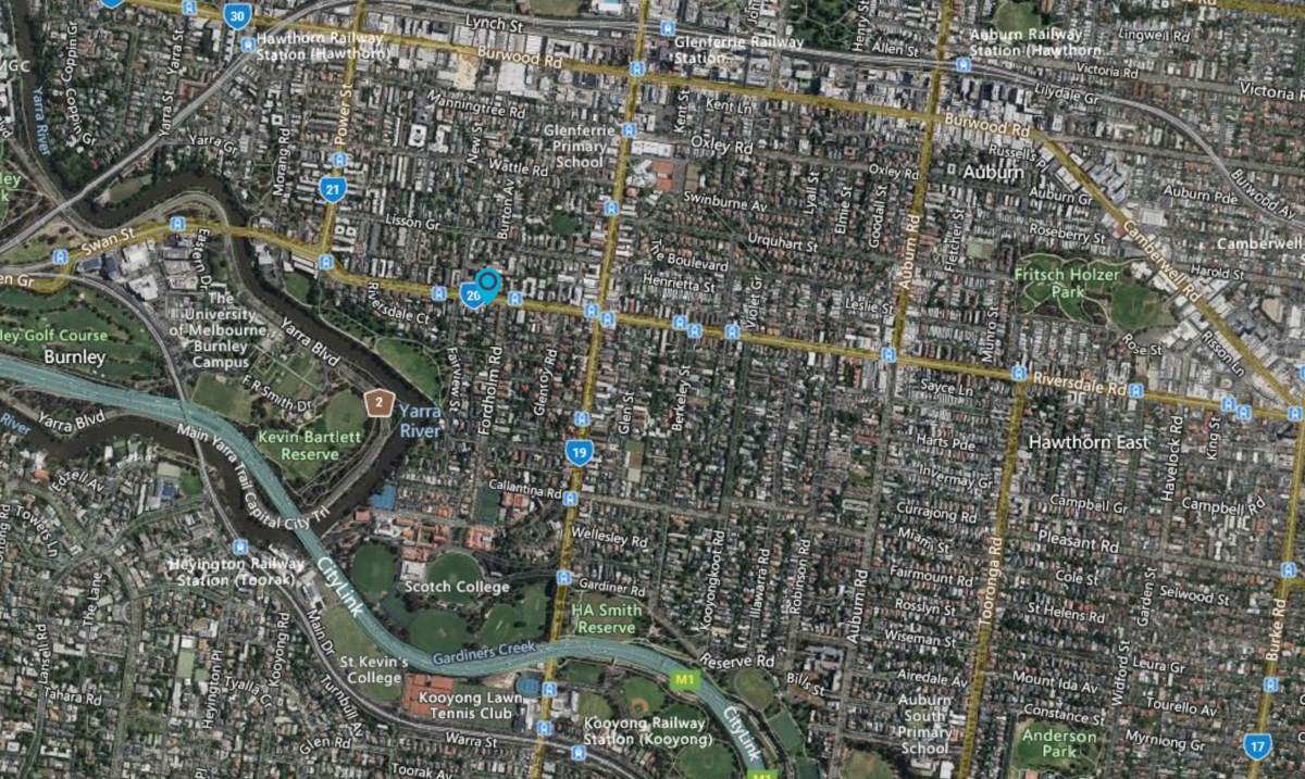 Satellite map of Hawthorn, Melbourne