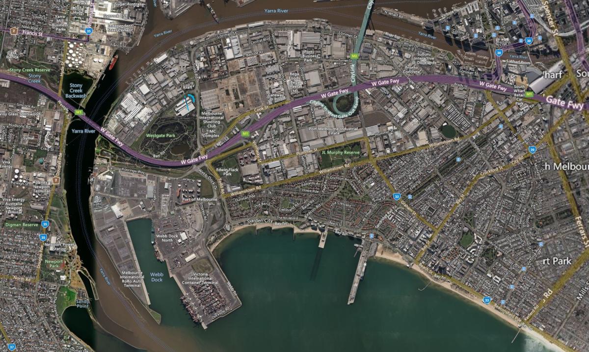 Satellite map of Port Melbourne, Melbourne