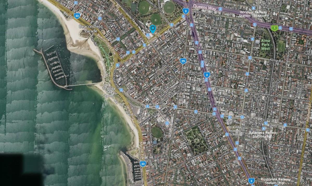 Satellite map of St Kilda, Melbourne