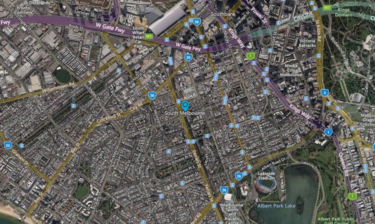 Satellite map of South Melbourne, Melbourne