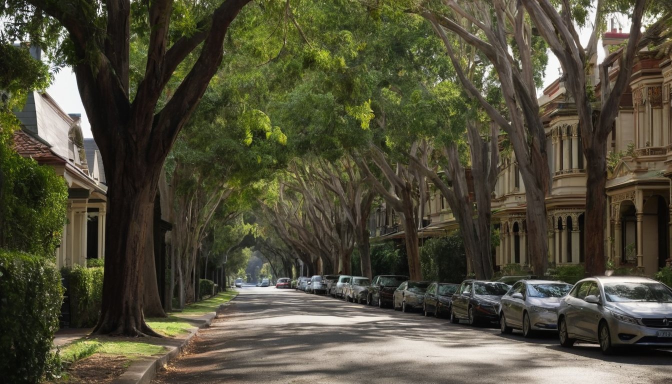 Leafy inner-Melbourne residential street lined with period homes