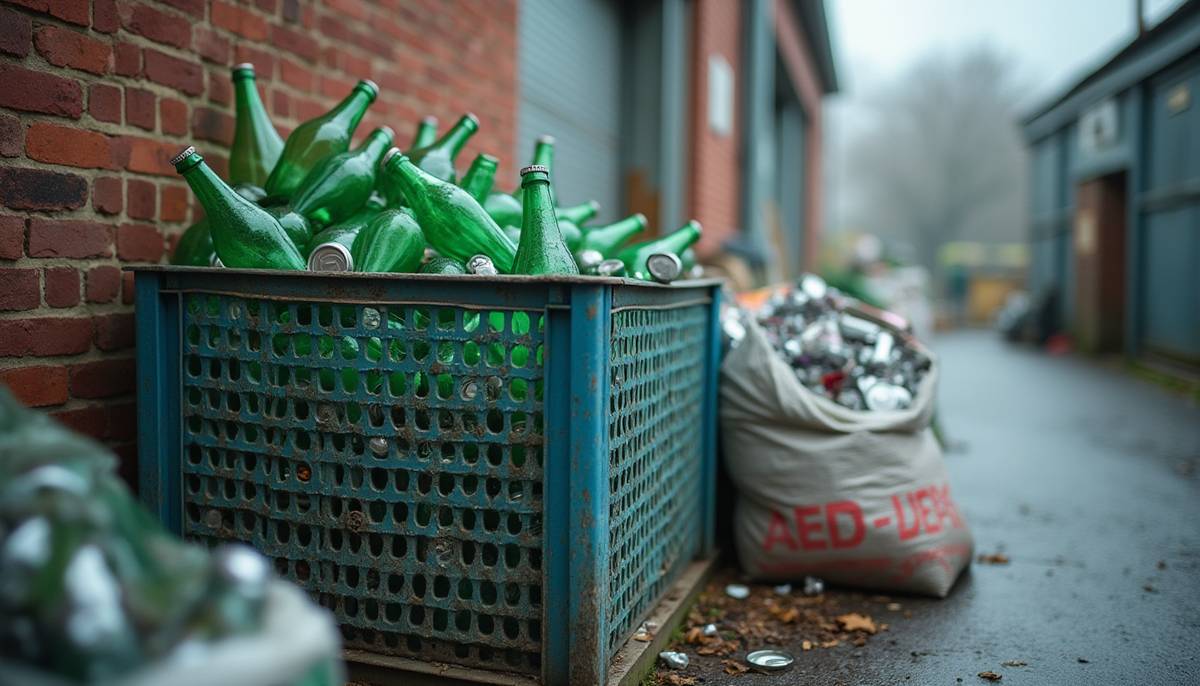 A crate of empty glass bottles ready for recycling in Melbourne