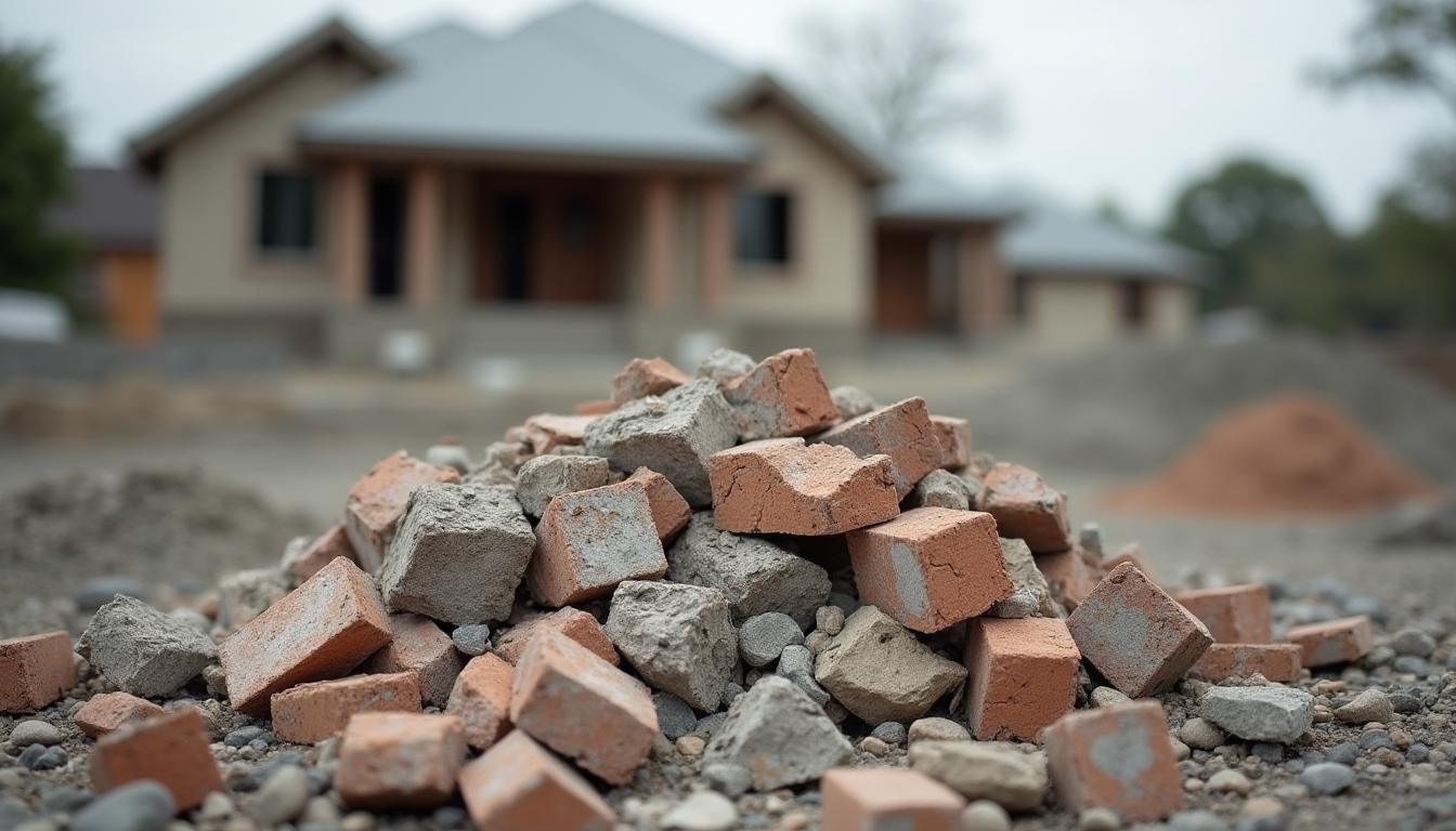 A pile of broken concrete and rubble ready for removal in Melbourne
