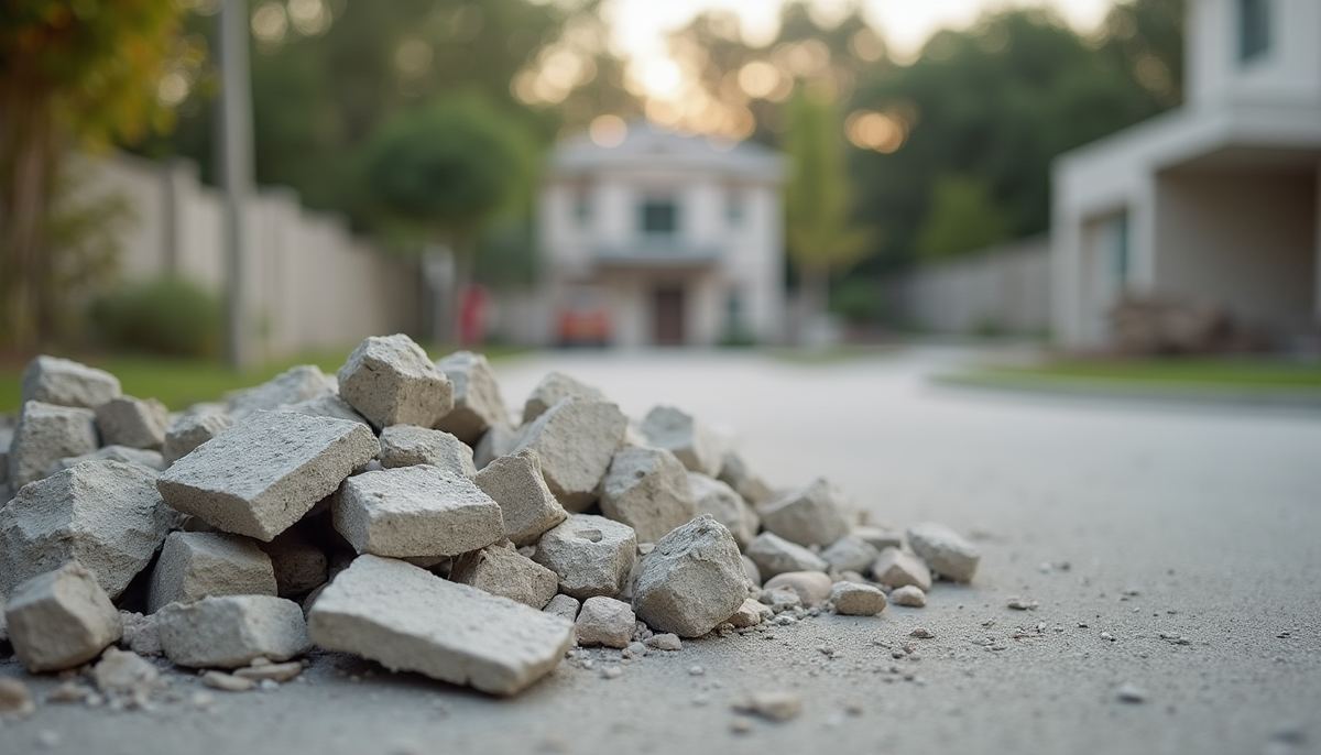 A pile of broken concrete and rubble ready for removal in Melbourne