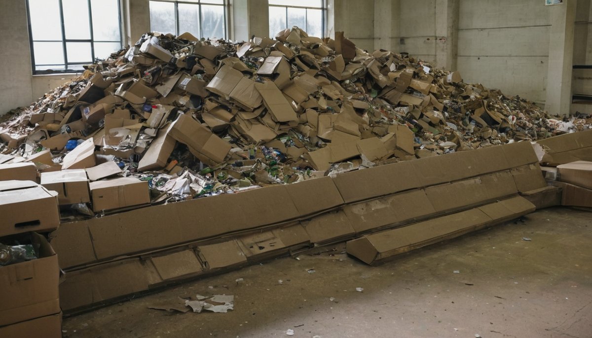 Cardboard, bottles and cans separated for recycling after an event