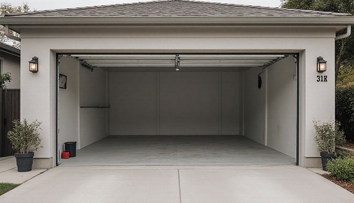 Clean, empty double garage after an It's Done cleanout