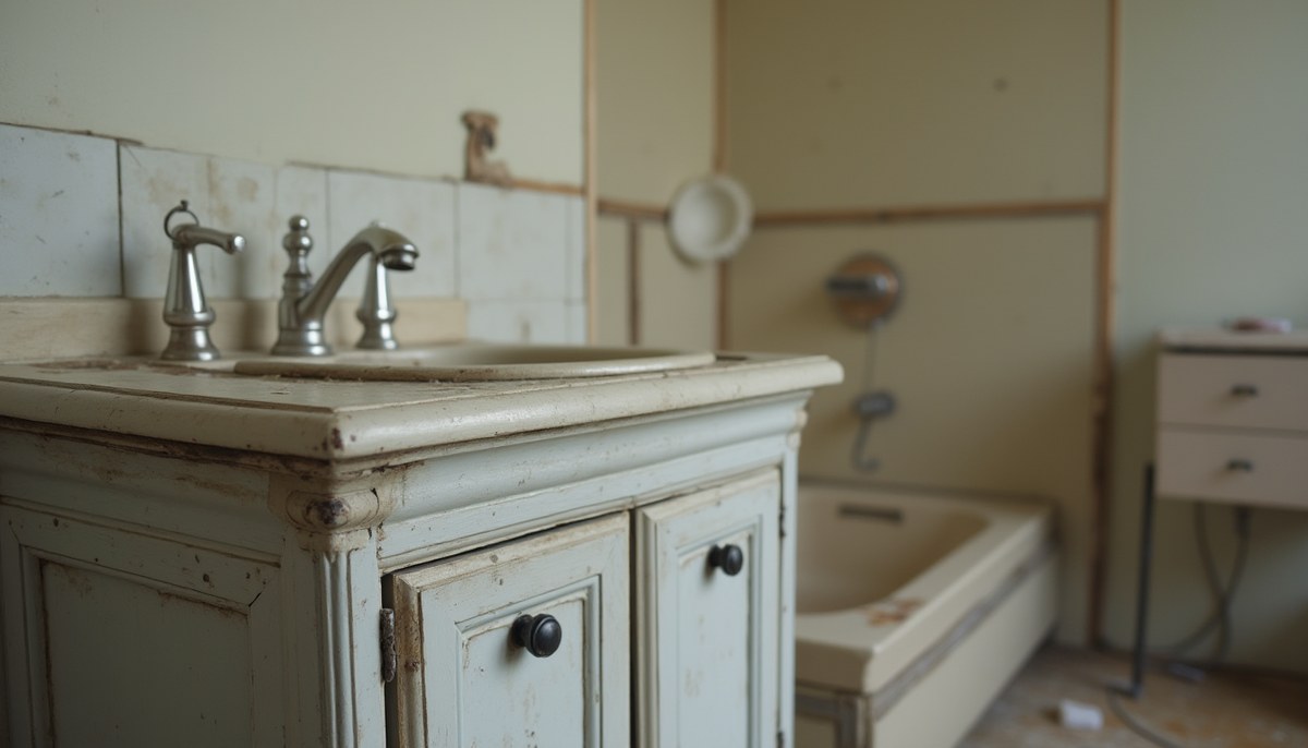 An old bathroom vanity ready for removal in Melbourne