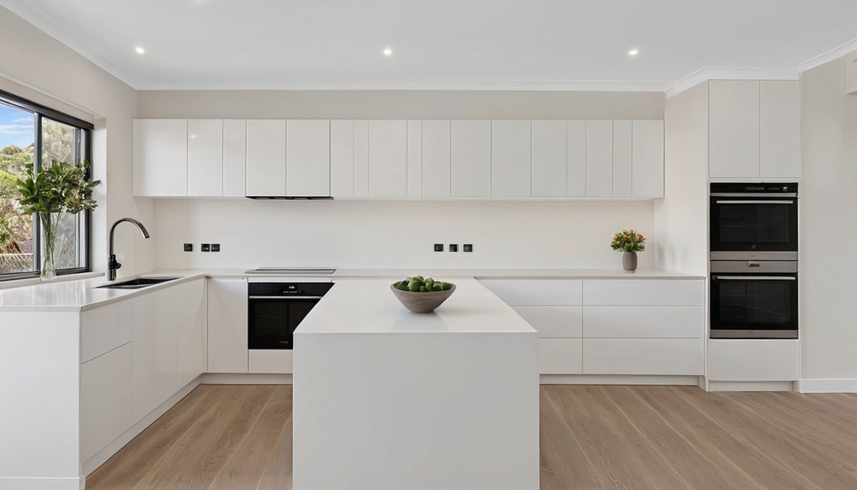 Clean, empty kitchen presented ready for sale or lease