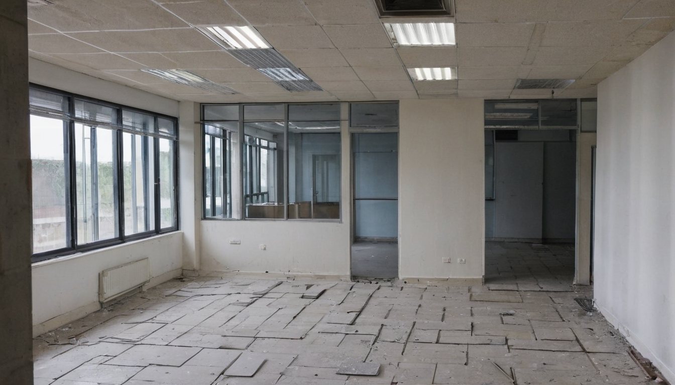 Commercial office floor mid defit, stripped back to a bare shell ready for make-good in Melbourne