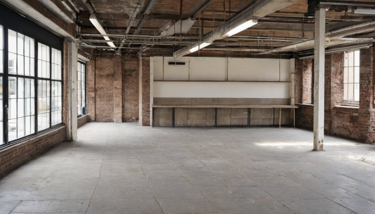 Retail shop stripped back to a bare shell after the fittings were removed