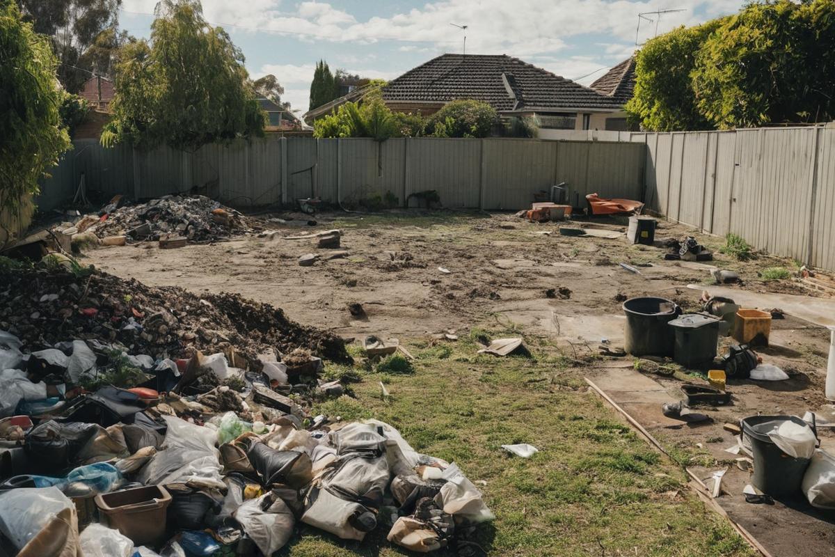 Clean Melbourne backyard after same-day rubbish removal, showing cleared concrete space